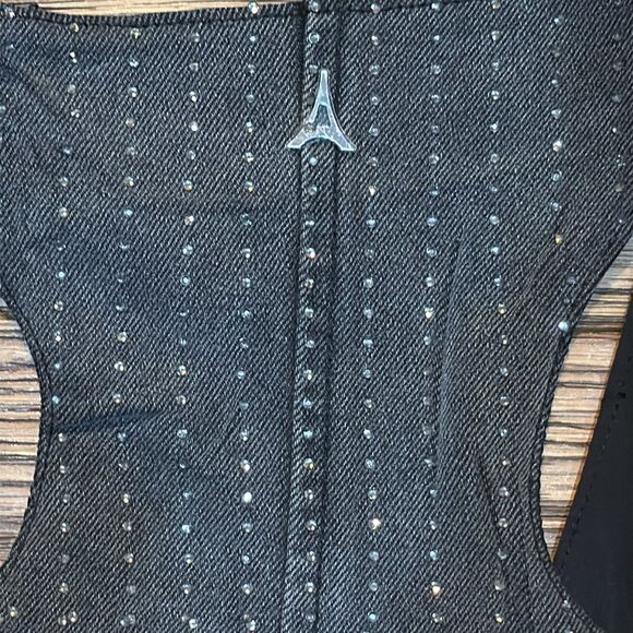 Rhinestone denim corset C25 - Picture 6 of 7